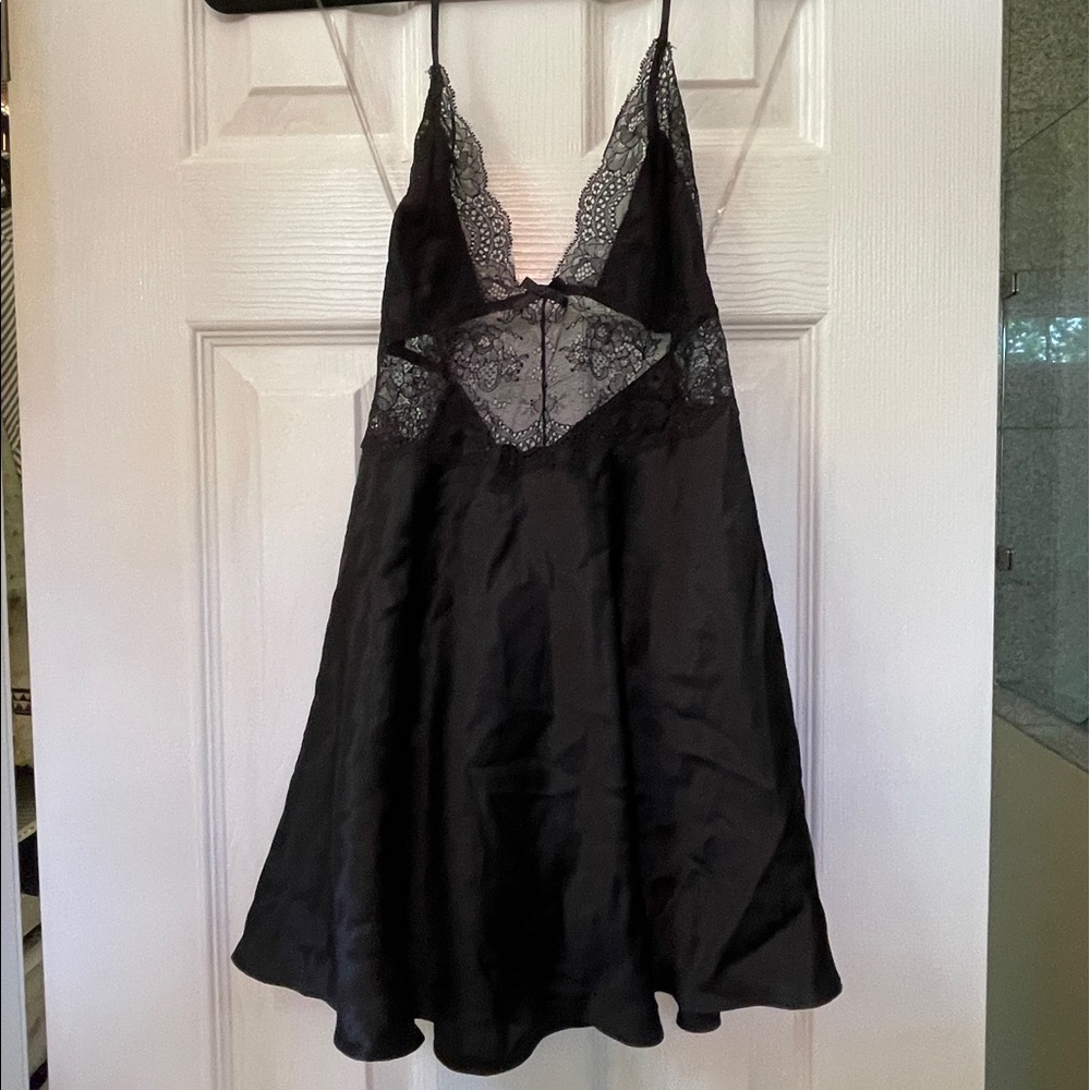 Black Victoria’s Secret lace and satin slip